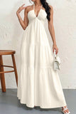 White Halter A-Line Maxi Dress