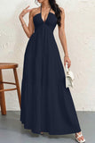 Dark Navy Halter A-Line Maxi Dress