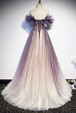 Elegant Purple Gradient A-Line Evening Prom Dresses