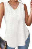 White V-neck T-shirt Sleeveless Hollow Top