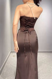 Floor Length Black Strapless Evening Prom Dress