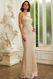 Floor Length Champagne Prom Gown Evening Dress