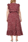 Midi Floral Burgundy Plus Size A-Line Dress