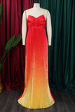 Gradient Backless Prom Gown Evening Dress