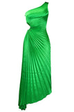 Green One Shoulder Cut Out Prom Maxi Dress
