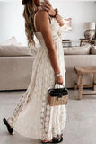 Long Sleeveless Lace High Low Prom Gown Evening Dress