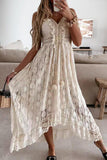 Long Sleeveless Lace High Low Prom Gown Evening Dress