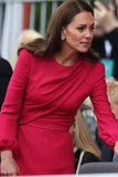 Kate Middleton fuchsia belted draped midi Dress