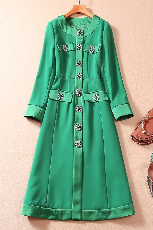 Kate Middleton Green Long Sleeves Midi Dress