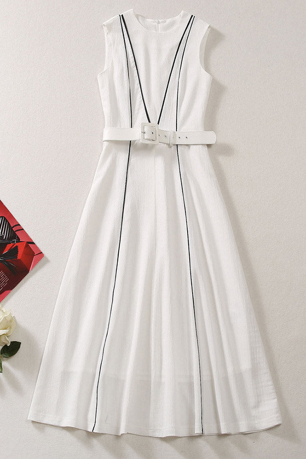 Kate Middleton Fashion White And Black Two-tone Midi Dress
