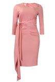 Knee Length Pink Bodycon Office Dress