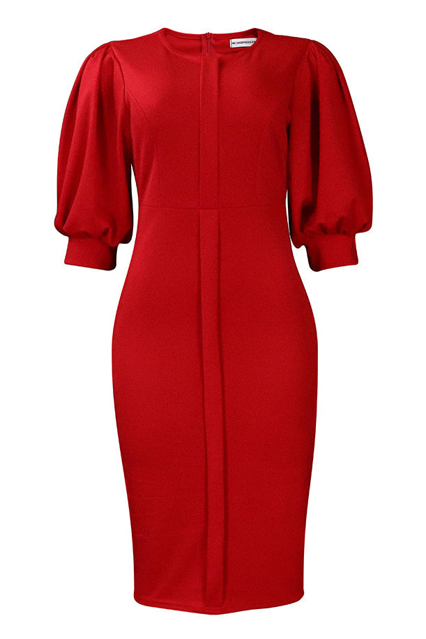 Knee Length Red Bodycon Dress – Mislish