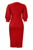 Knee Length Red Bodycon Dress