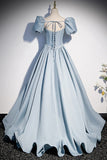 Light Sky Blue Beaded A-Line Prom Dress