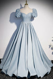 Light Sky Blue Beaded A-Line Prom Dress