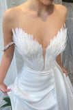 Sexy Light Sky Blue High Split Feather Evening Dress