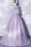 Lilac Off Shoulder Ball Gown Prom Dress