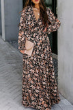 Long-sleeved Printed Maxi Dress