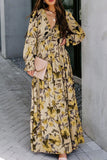 Long-sleeved Printed Maxi Dress
