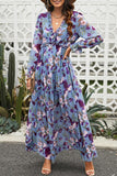 Long-sleeved Printed Maxi Dress