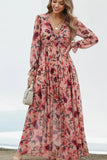 Long-sleeved Printed Maxi Dress