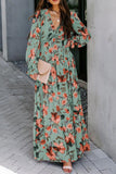 Long-sleeved Printed Maxi Dress