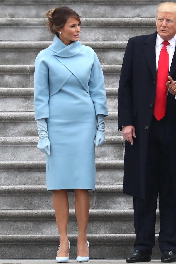 Melania Trump Inauguration Blue Dress Knee Length Coat – Mislish