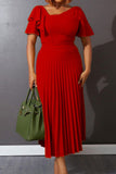 Midi Red A-Line Dress