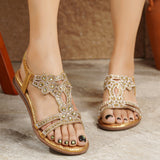 Women's Comfortable Flat Sandals With Rhinestones