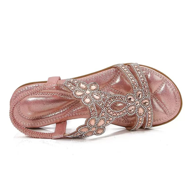 Women's Comfortable Flat Sandals With Rhinestones