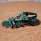 Women's Comfortable Flat Sandals With Rhinestones