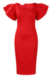 Mid Length Orange Square Neckline Bodycon Dress