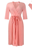 Pink A-Line Knee Length Dress