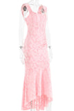 Pink Lace Mermaid Sleeveless Prom Evening Dresses