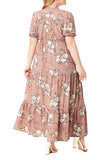Plus Size A-Line Long Floral Dress