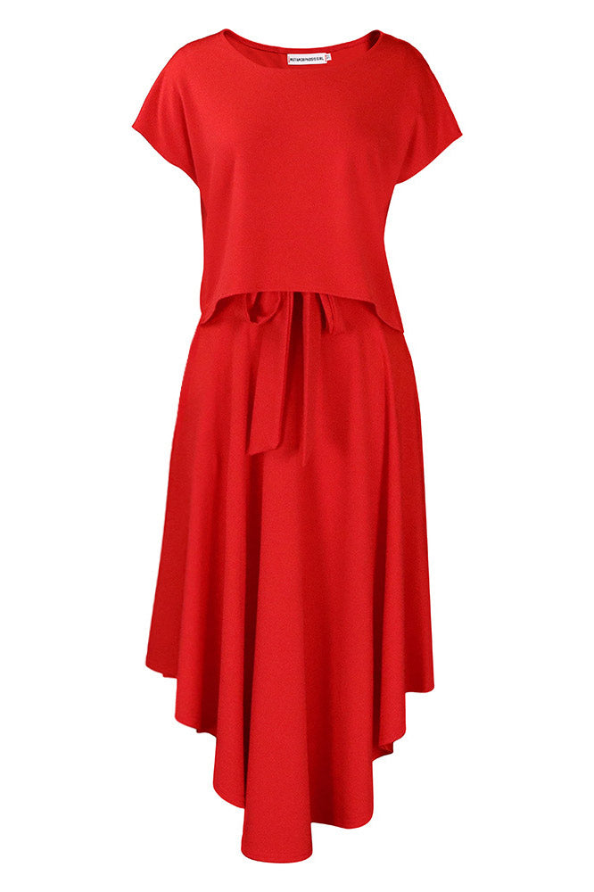 Red Knee Length A-Line Dress On Sale