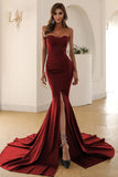 Red Strapless Sweetheart Mermaid Formal Evening Dresses