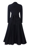 Little Black Midi A-Line Long Sleeve Dress