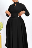 Little Black Midi A-Line Long Sleeve Dress