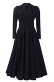 Little Black Midi A-Line Long Sleeve Dress