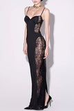Sexy Black Sleeveless See Through Evening Prom Dresses