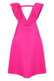 Sexy Fuchsia Plunging Cocktail Party Dress