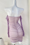 Sexy Mini Lilac Off Shoulder Party Homecoming Dress
