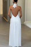 Sexy Open Back Halter Evening Prom Dresses