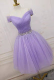 Short Lilac Off Shoulder A-Line Party Homecoming Dresses