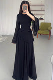 Sky Blue Slim Fit Long Sleeve Dress