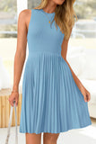 Sky Blue Sleeveless A-Line Mini Dress