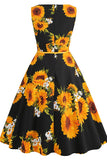 Vintage Bowknot Back Floral Dress