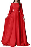 Long Sleeve A-Line Chiffon Maxi Evening Dress