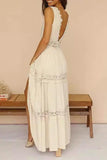 White Sleeveless Plunging Maxi Dress